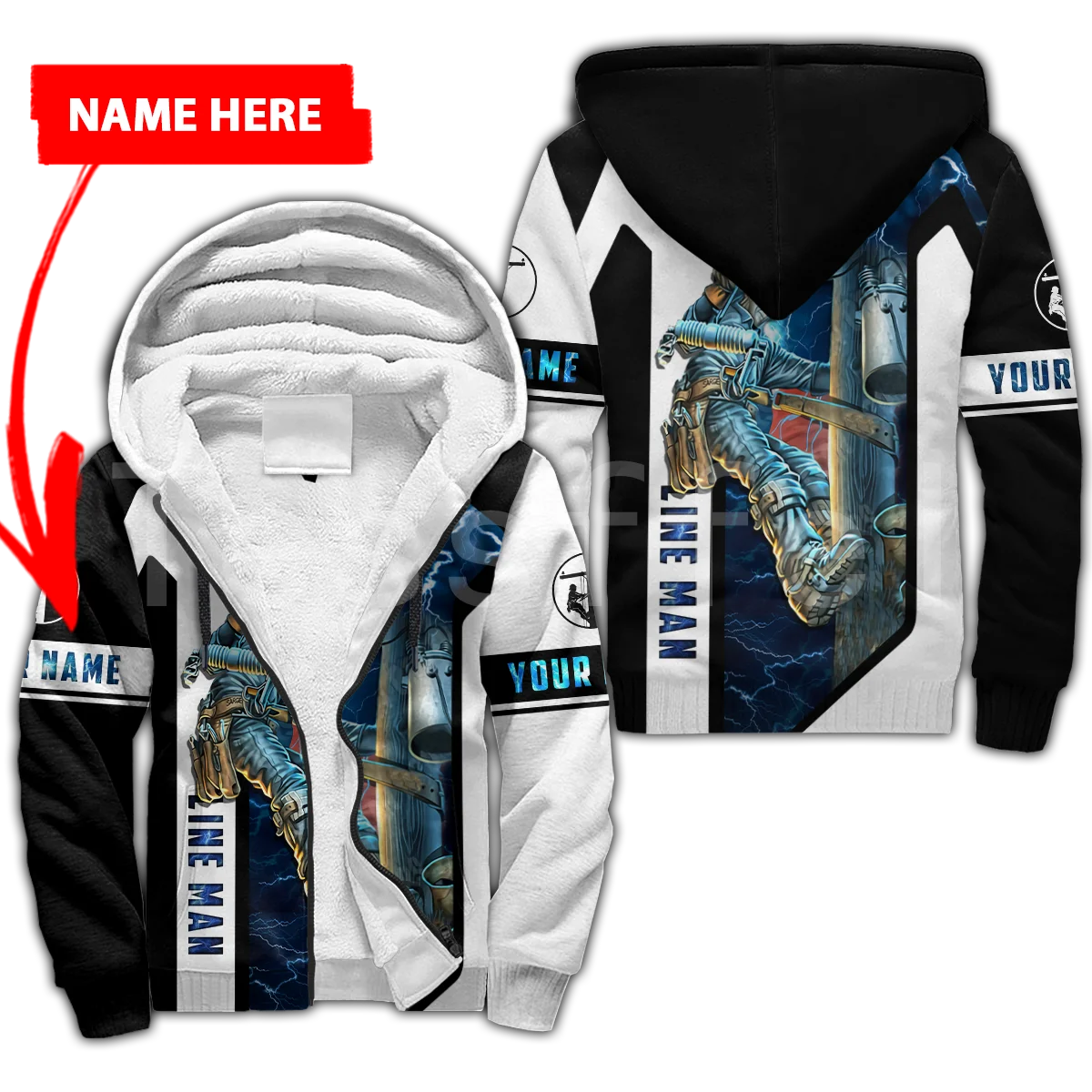 

Новинка 2021, модное зимнее флисовое теплое пальто с капюшоном на молнии с 3D-принтом tessвам работника электрика, толстое пальто