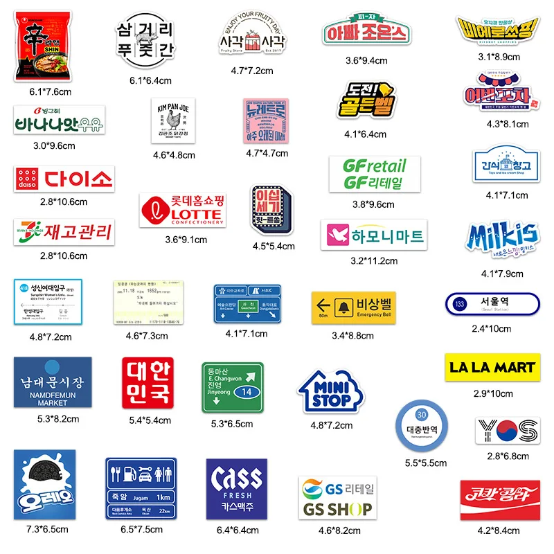 Logotipo de Corea stop sign, paquete de pegatinas para ordenador port&aacute;til, nevera, tel&eacute;fono, monopat&iacute;n, pegatina para maleta, 35 Uds./1 lote-2