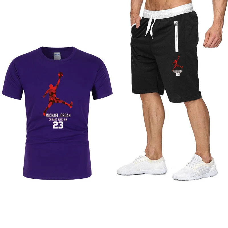 

Summer new Men's T-shirt Abarth Car Logo Summer casual High Quality Cotton Crew neck Men's short sleeve + shorts 2-piece set