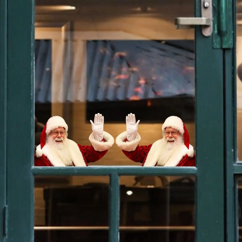 Счастливого Рождества 2 шт. Автомобильная наклейка Санта-Клаус украшение окна