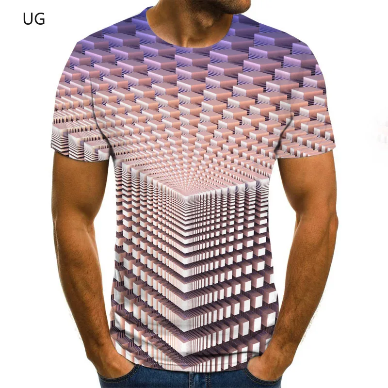 

Summer Three-Dimensional Vortex Men's T-Shirt 3D Printing O-Collar Casual Short Sleeve Trend Male Clothing Plus Size Tops Tee