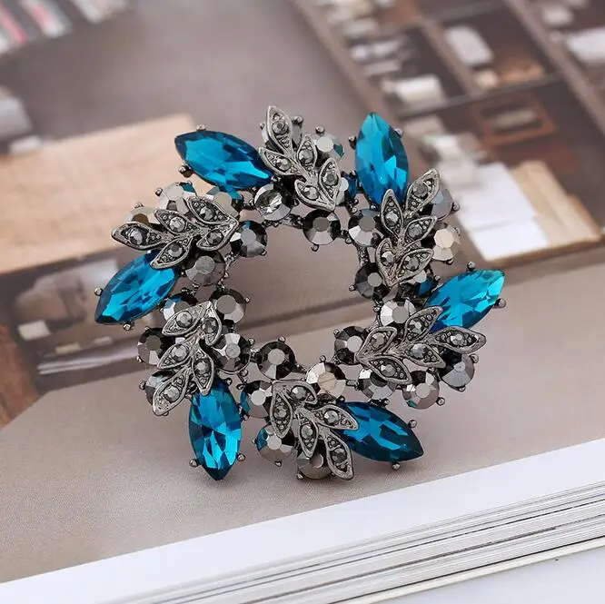 5.3 cm sky blue Morkopela, брошь с большим цветком и кристаллами для женщин, модная брошь на булавке, букет из горного хрусталя, броши и заколки на шарф, ювелирное изделие - Окраска металла: 5.3 cm sky blue