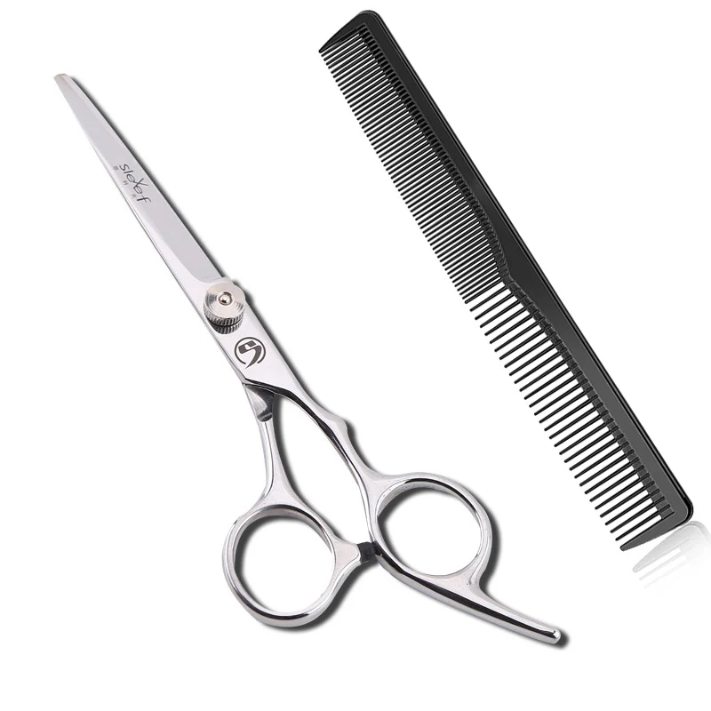 

Набор ножниц и гребней для стрижки волос, салонные ножницы из нержавеющей стали серебристого цвета, 6 дюймов, черная расческа