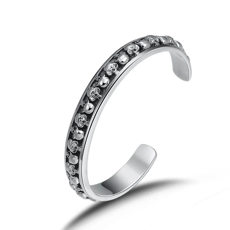 Мужской и женский браслет в стиле хип хоп из тайского серебра с черепом