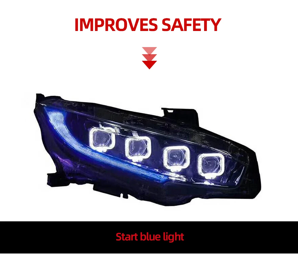 1 пара автомобилей головной светильник s для Honda Civic 10th HID светодиодный головной светильник s с движущимися поворота светильник налобный фонарь светодиодный DRL Передняя лампа