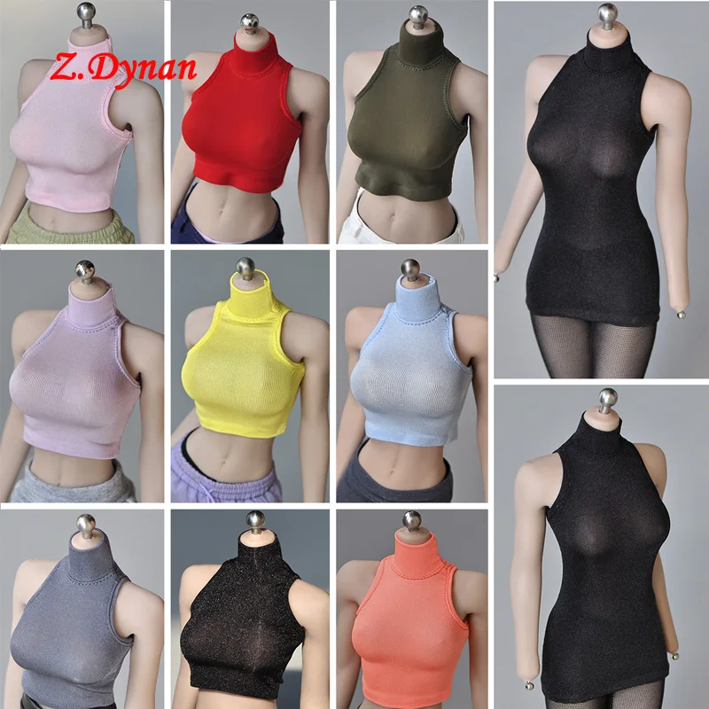 1/6 женский мини платье майка без рукавов колготки футболка одежда модель для