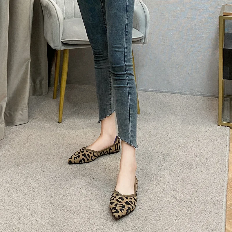 

Women's Flat Shoes 2020 Ballet Mixed Color Soft Zapatos DePointed Breathable Moccasin Chaussure Femme Jarge Size 43 Mujer Knit