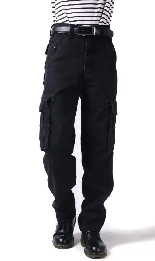 Men Jeans Multi-Pocket Cargo Jeans Hip-hop Denim Pants Men's Large Pocket Denim Trousers Increase Men Casual Skate Jeans