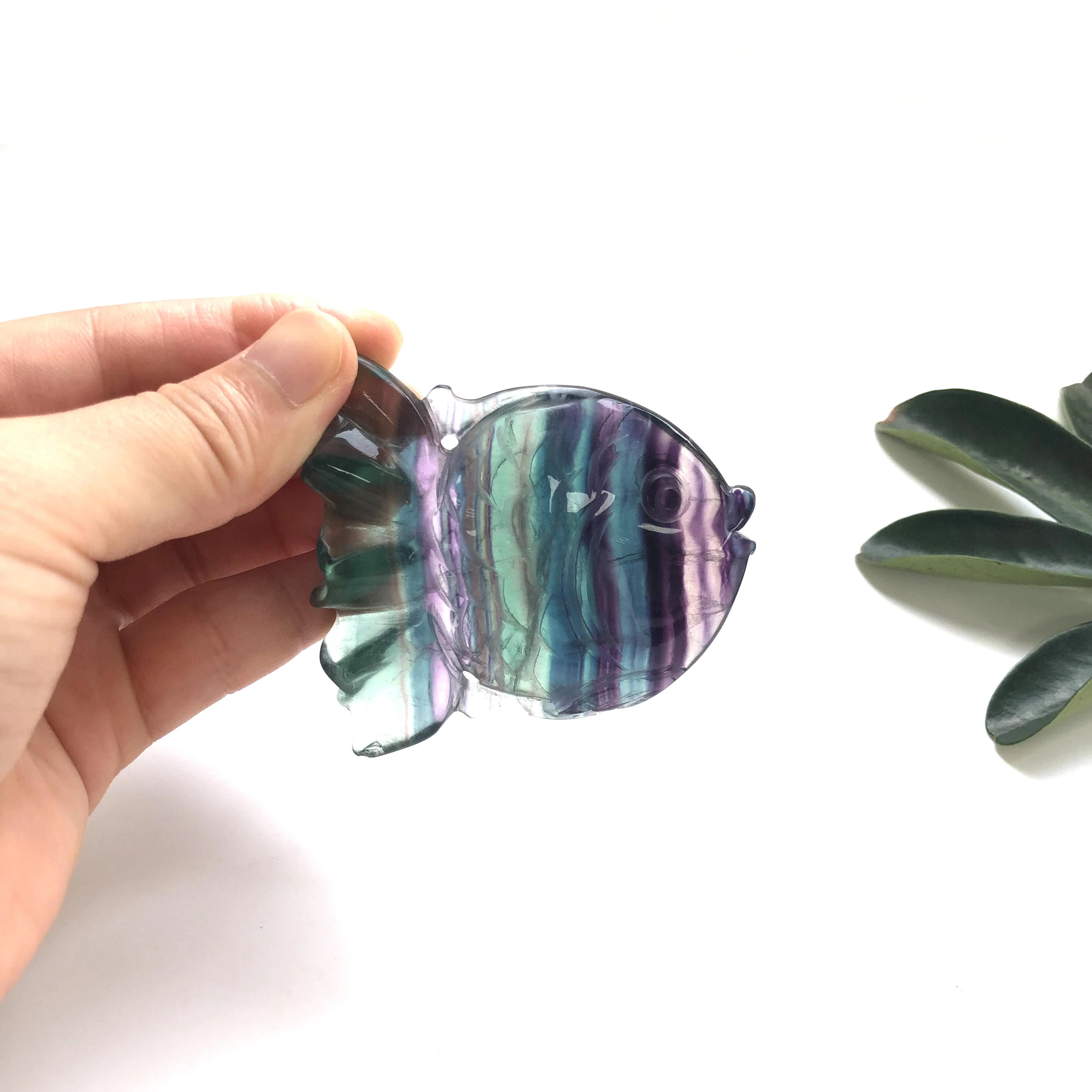 Природный красочный флюоритовая Хрустальная кварц Рыба ручной работы Рисунок