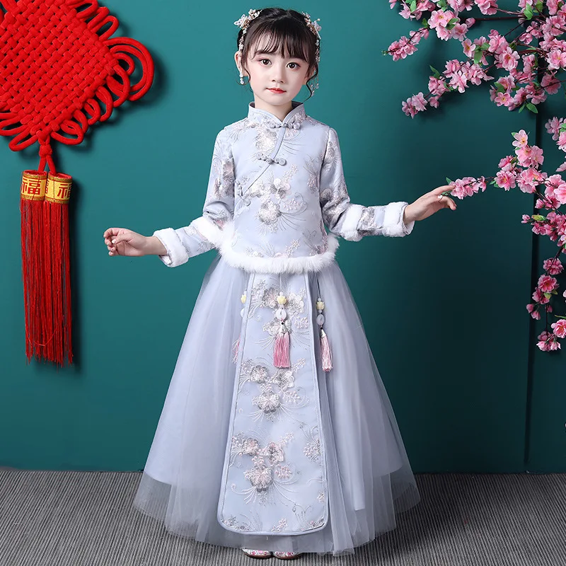 

Платье ханьфу с древней сказочной династией Хань Тан, традиционные китайские танцевальные костюмы для девочек и детей