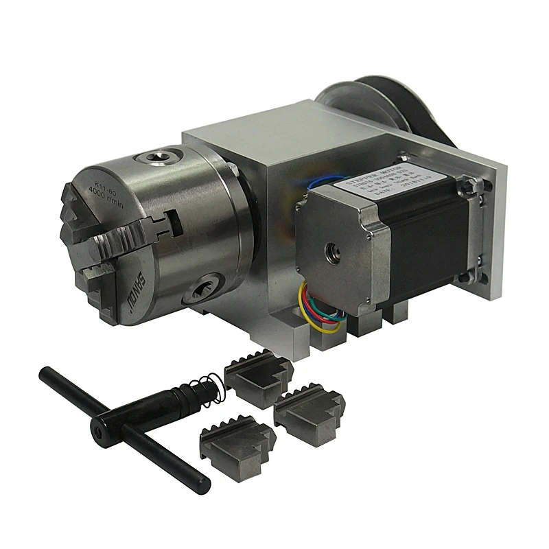 ЧПУ ось вращения 80 мм с патроном для Щековой фрезерный станок станков полый вал 4th