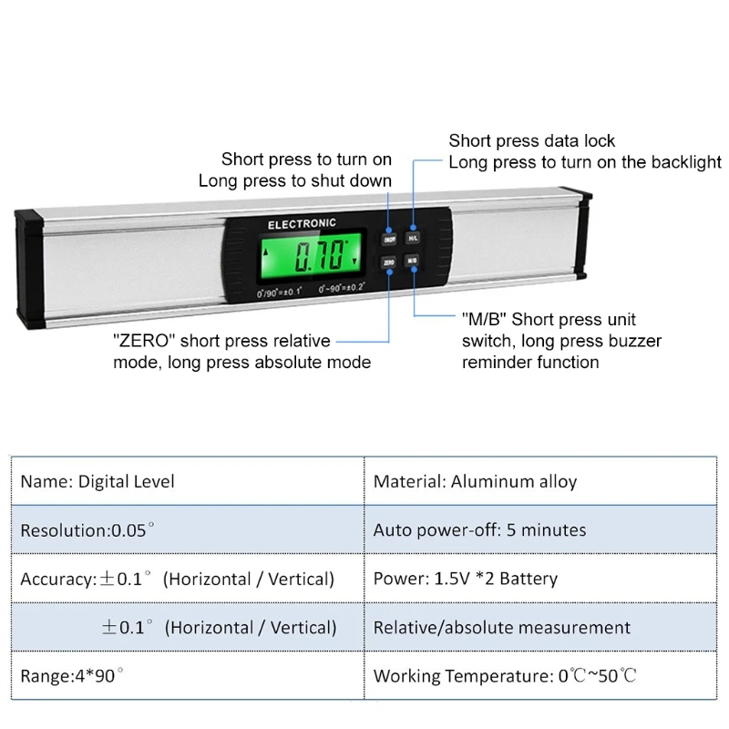 

IP54 Digital Level Gauge Inclinometer Electronic Slope Angle ruler with Magnetic