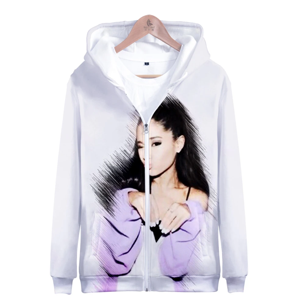 Ariana Grande толстовки на молнии с 3D принтом, спортивный костюм, уличная одежда для женщин/мужчин, толстовка с капюшоном и длинным рукавом