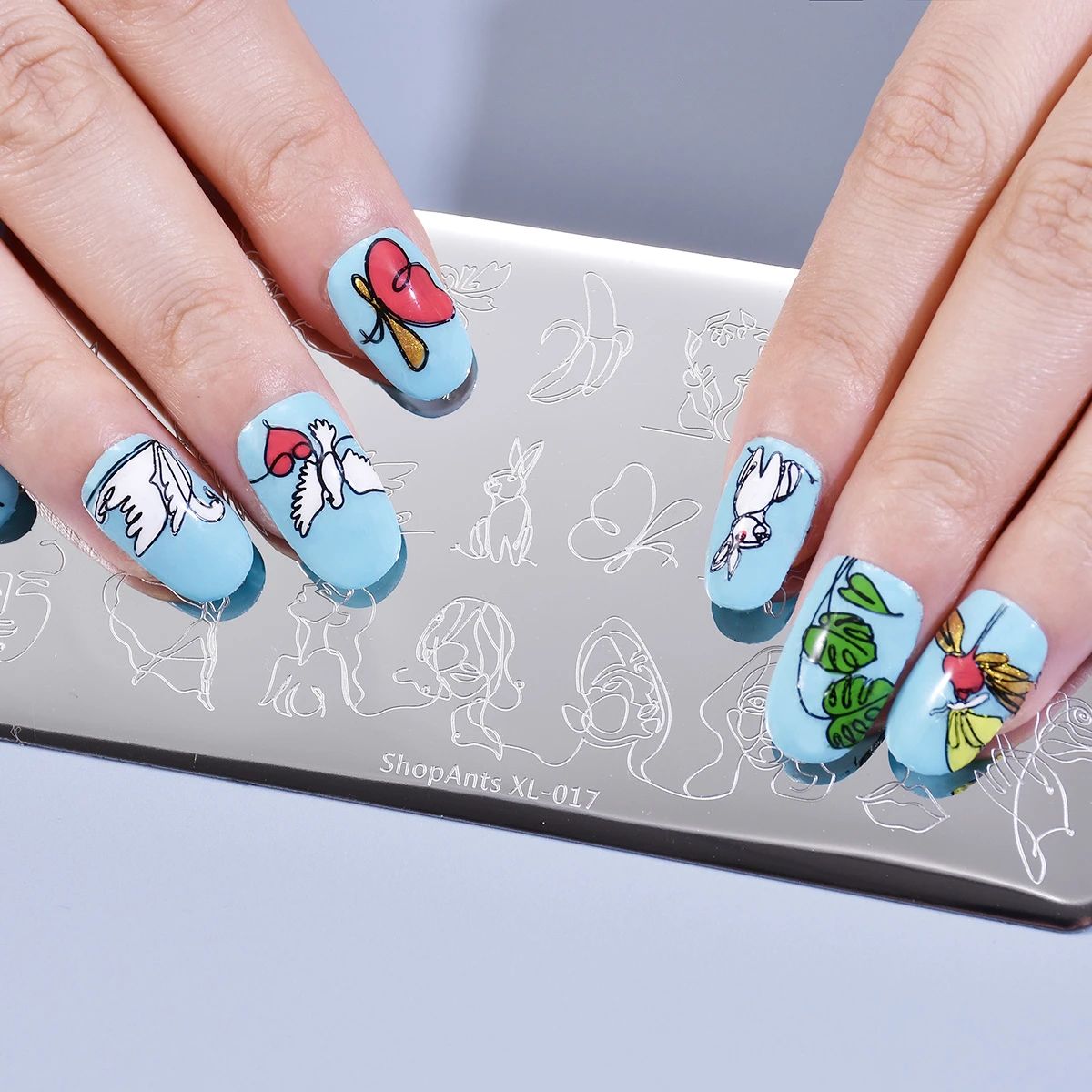 

ShopAnts 8-10 PCS Nail Art Stencil Template Sets Stainless Steel Leaves Geometry Lines Girl Animal 6*12CM Stamping Plates