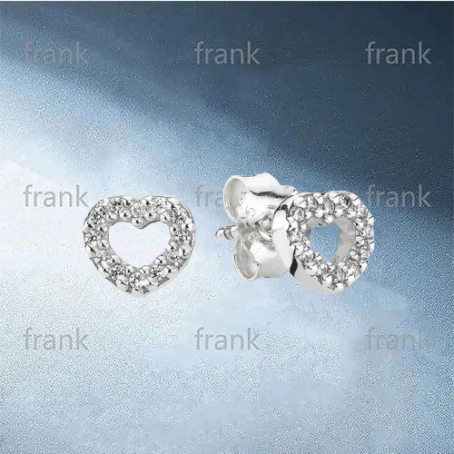 

290528CZ Open Heart Pave Silver Stud Earrings