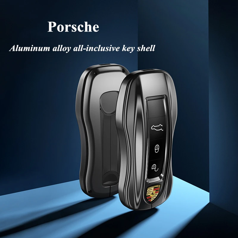 

High-end metal key shell for PORSCHE Taycan/Panamera/Macan/Cayenne/911/718,Aluminum alloy with TPU full protection,Keychain,Case