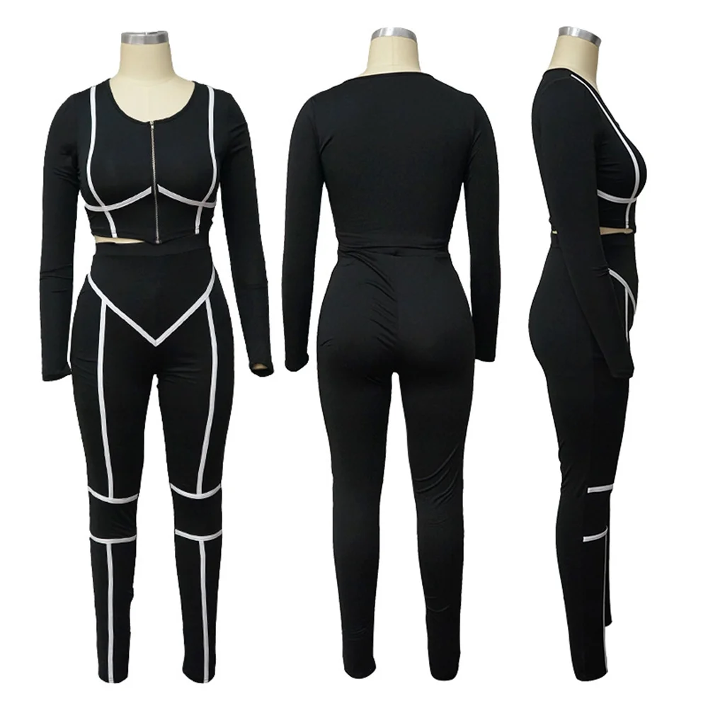 

Striped Patchwork Sweat Suits for Women Matching Sets Two Piece Set Crop Top + Pants Fitness Casual Tracksuit Sportwear Outfits