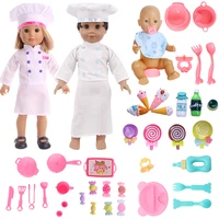doll clothes chef overalls utensilscandy snacks fit 18 inch american 43cm baby doll accessoriesgirls toysbirthday gift