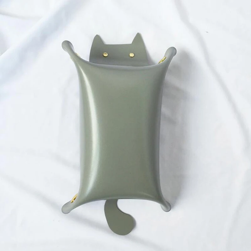 Портативный кожаный поднос в форме кошки настольный для ключей шкатулка