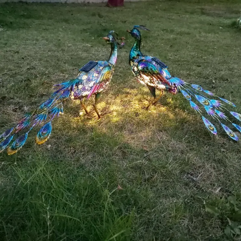 

Peacock Solar Light Windmill Garden Decoration Wrought Iron Painted Garden Wind Spinners Courtyard Decor Lawn Stake Ornament
