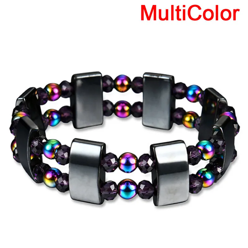 

1Pc Weight Loss Bracelet Round Black Stone Magnetic Therapy Health Care Hematite Stretch Bracelets For Men Women sliming