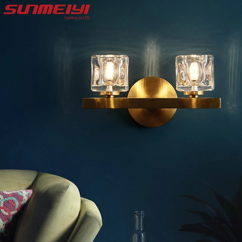 Nordic Copper Wall Lamp Crystal Led Light home decor For Bedroom cuisine Bathroom Living room Wall Light бра светильник на стену