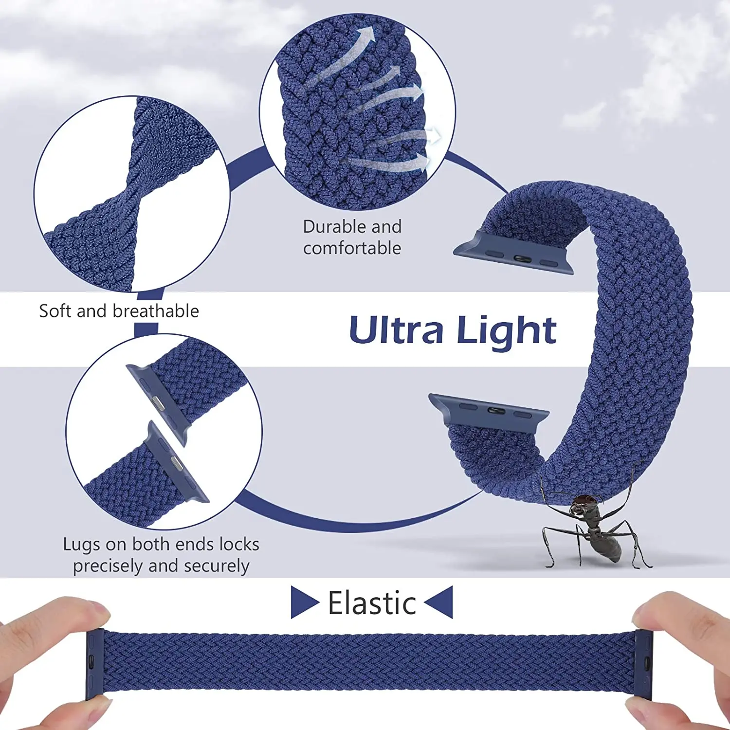 Braided Solo Loop For Apple watch band 44mm 40mm 38mm 42mm FABRIC Nylon Elastic belt bracelet iWatch series 3 4 5 se 6 strap