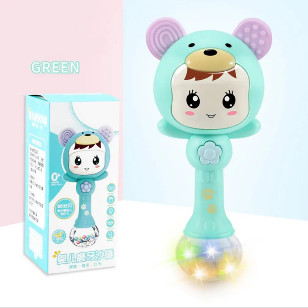 

Baby Teether Pacifier Light Beads Musical Stick Thumb Sound Teething Chewable Nursing Early Educational Oral Care