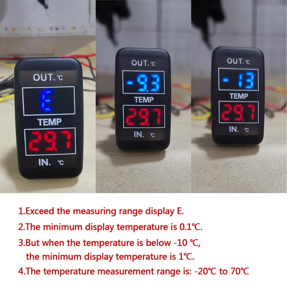 Car internal/external temperature display, dual temperature sensors use for TOYOTA Hilux VIGO,Coaster,Corolla ex,Yaris