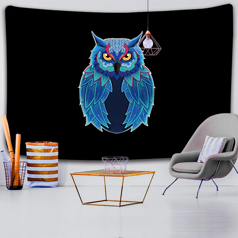 

Colorful Psychedelic Owl Animal Tapestry Background Cloth Wall Hanging Bohemian Witchcraft Hippie Dormitory Bedspread Carpet