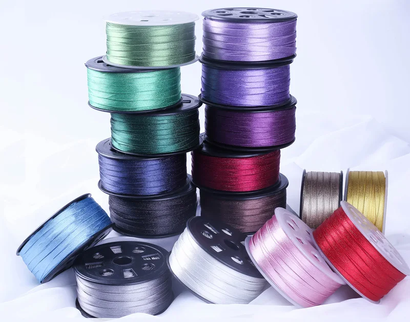 

100yard 5mm silver Purl Satin Ribbon 17color double face silver purl ribbon Garment Accessories Gift package Wedding diy