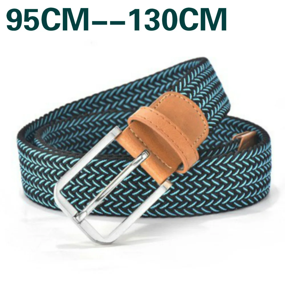 2021 95--130CM Men Women Casual Knitted Belt Plain Strap Webbing Canvas Elastic Expandable Braided Stretch Belts Woven star