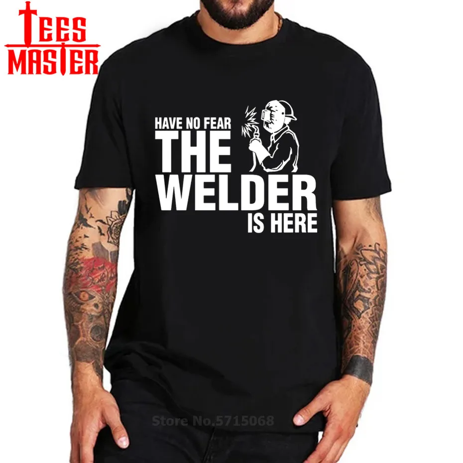 Не бойтесь сварщик здесь Футболка 100% хлопка изготовленные на заказ с коротким