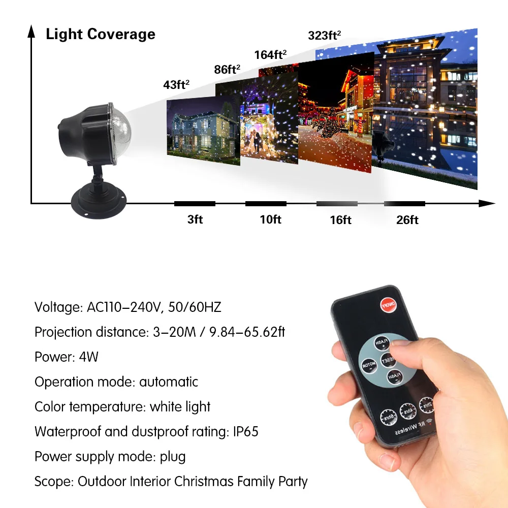 Рождественский лазерный светильник в виде снежинки проектор снегопада уличный