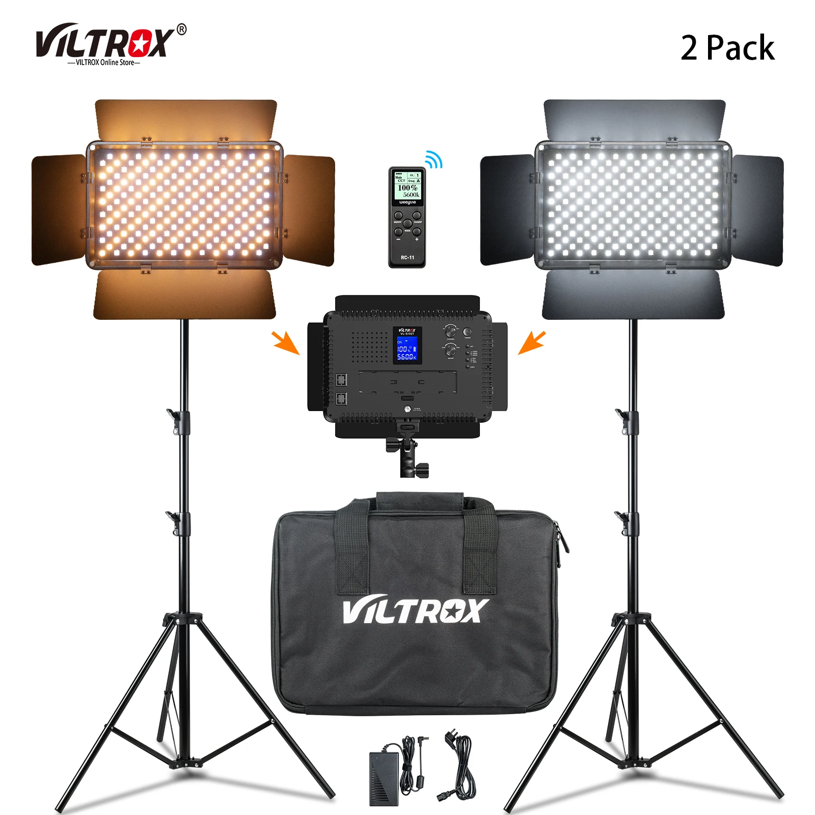 VILTROX 2 шт. Bi Цвет светодиодный видео светильник затемнения Камера/Студия s ing