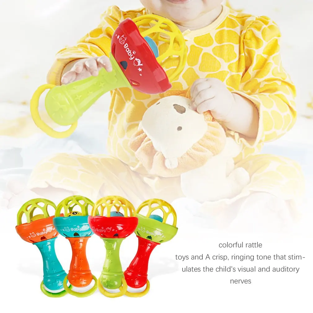 

Fun games baby soft rubber teether rattle rod multi-functional baby rattle stick with teether baby hand holding toy