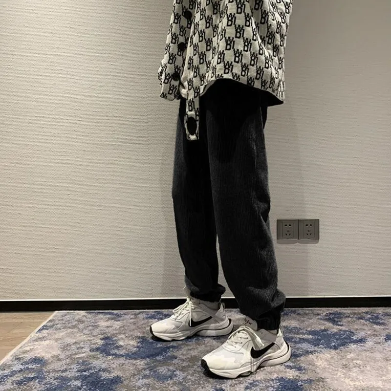 

Autumn And Winter Cotton Corduroy Pants Men's Fashion Retro Casual Pants Men Streetwear Loose Hip-hop Straight Pants Mens S-2XL