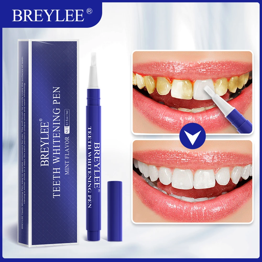 

BREYLEE Natural Teeth Whitening Pen Oral Care Remove Stains Tooth Cleaning Plaque Stains Serum Dental Push Button Tools Pens
