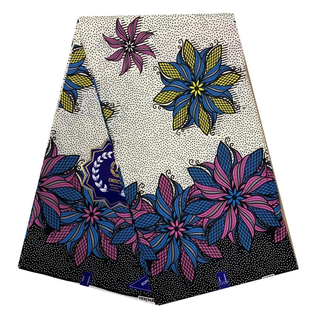 

african wax fabric 6yard cotton Nigerian Ankara wax High Quality Real Wax Print Fabric pagne wax for wedding dresses
