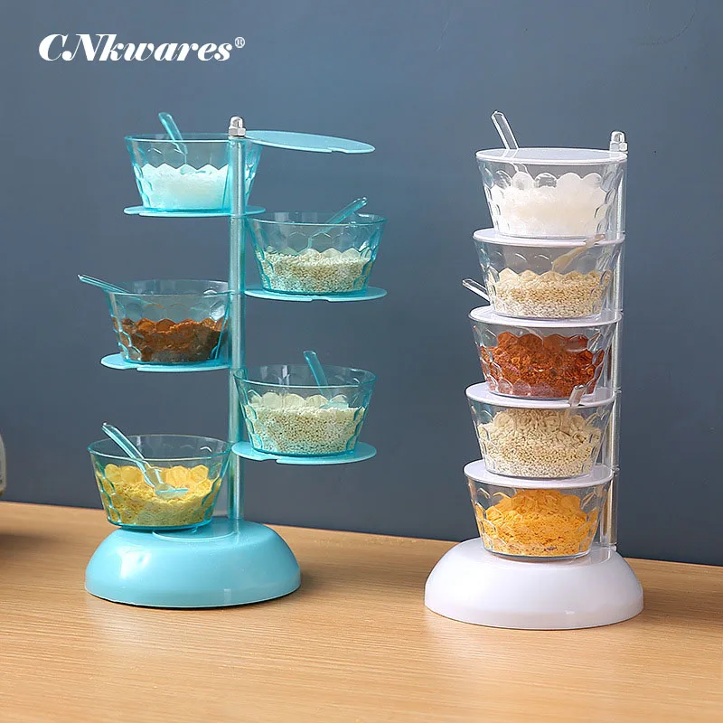 

Creative Rotatable Seasoning Box Kitchen Spice Rack 3D Multi-Layer Jars For Spices Plastic Storage Container Kitchen Supplies