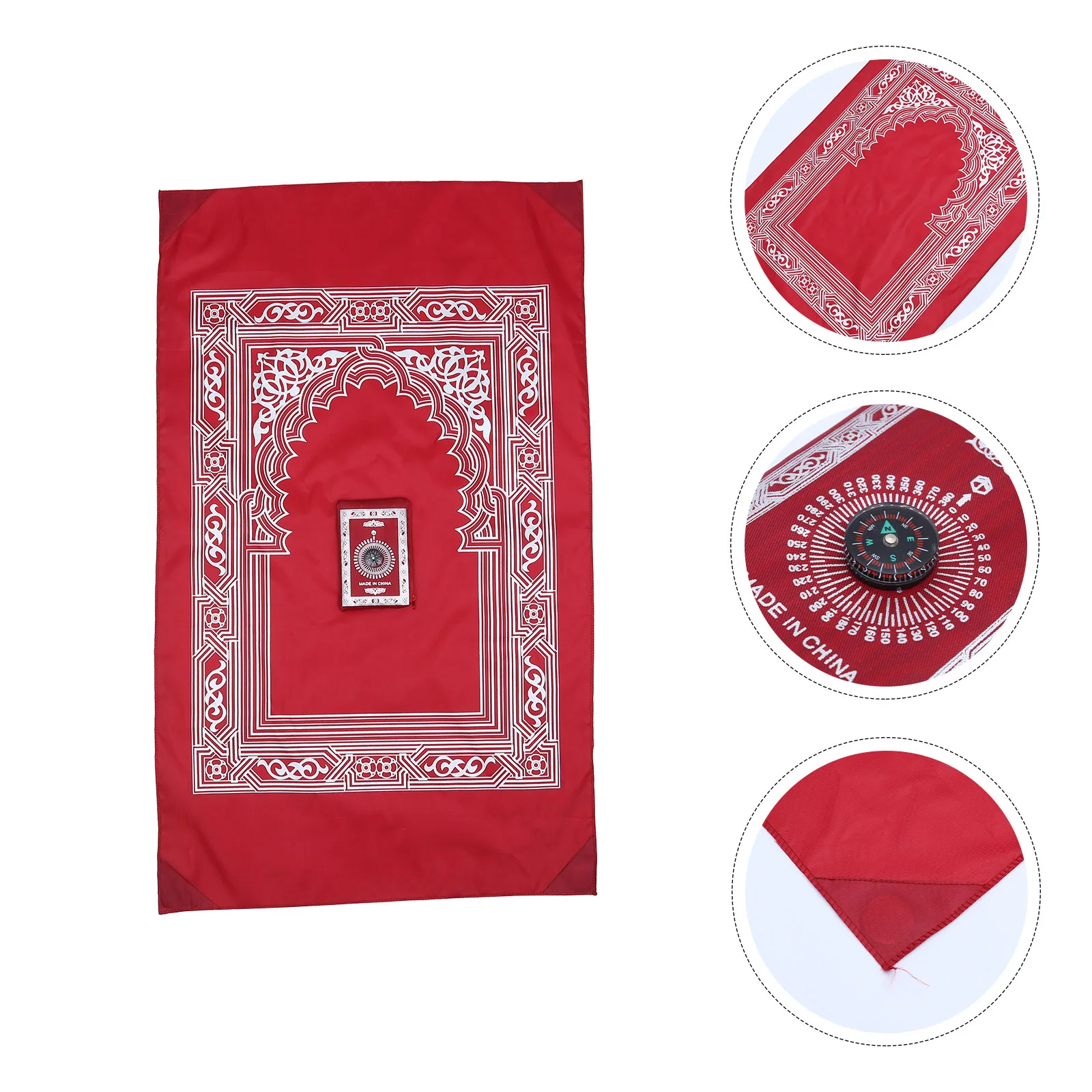 

2Pcs Islamic Muslim Prayer Blanket Rug Pad Mat with Compass and Storage Bag