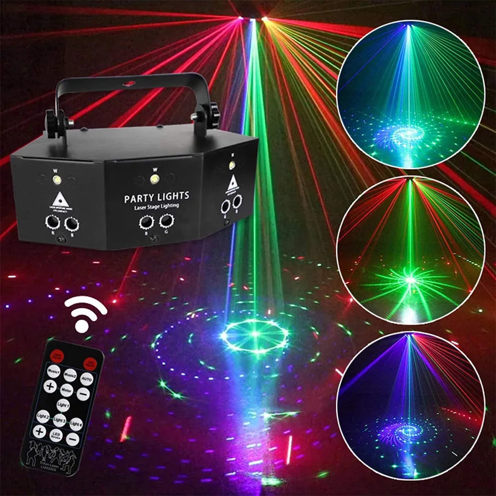 200mW RGB Laser Beam Line Scanner RGB Patterns Projector DJ Disco Home Party Lights Wedding Bar DMX Stage Lighting Effect Show