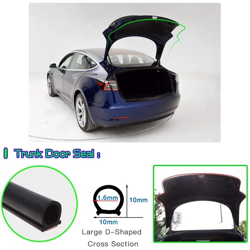 

2PCS Door Seal Kit Engine Cover & Trunk Door,Soundproof Rubber Weather Draft Wind Noise Reduction Kit for Tesla Model 3