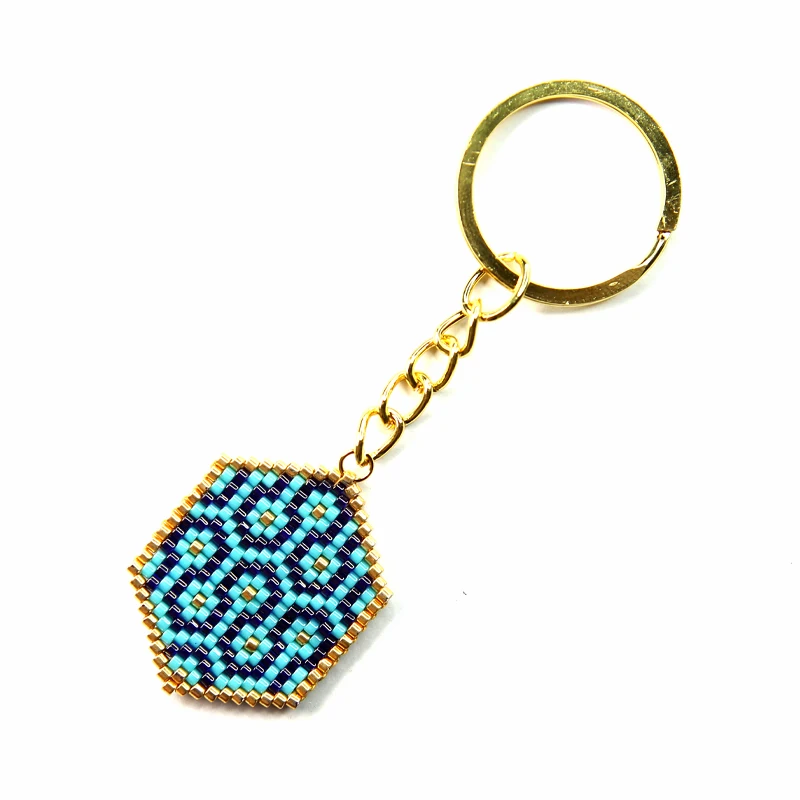 

FAIRYWOO Geometric Keychain Miyuki Glass Beads Keychains Handmade Jewelry Keyring Luxury Gifts For Teacher Friendship Wholesale