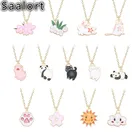 Милая мультяшная Подвеска Ожерелье Панда Кролик свинка облако узор цепочка очаровательные женские аксессуары Очаровательная бижутерия подарок для женщин девочек