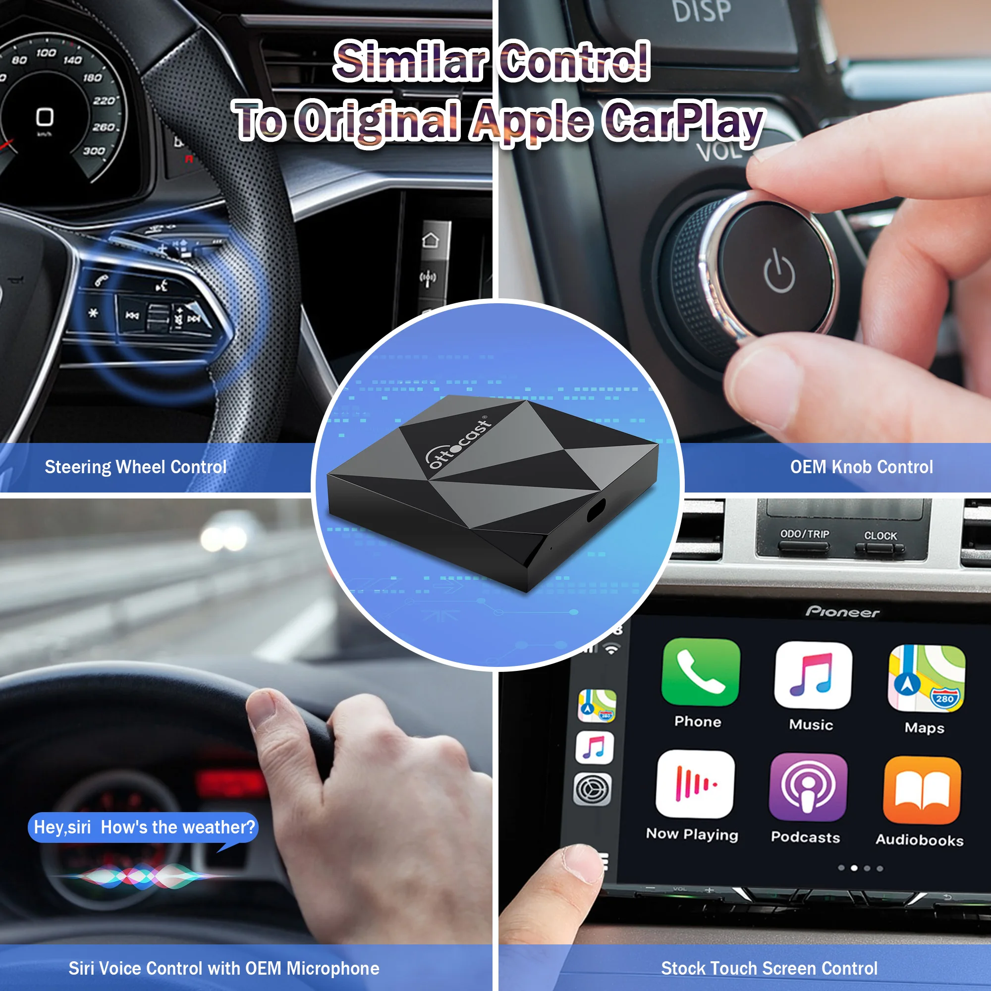 $86.24 OTTOCAST U2-Air Wireless CarPlay dongle for original Multimedia Player come with Apple wired carplay,faster lightweight loading