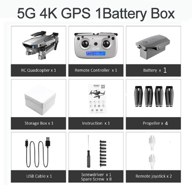 5G 4K GPS 1B BOX ZLRC SG907 RC gps Дрон с 5G WiFi 90 ° Электрическая регулировка 4K камера следуем за мной Квадрокоптер складной Квадрокоптер VS S167 E520S - Цвет: 5G 4K GPS 1B BOX
