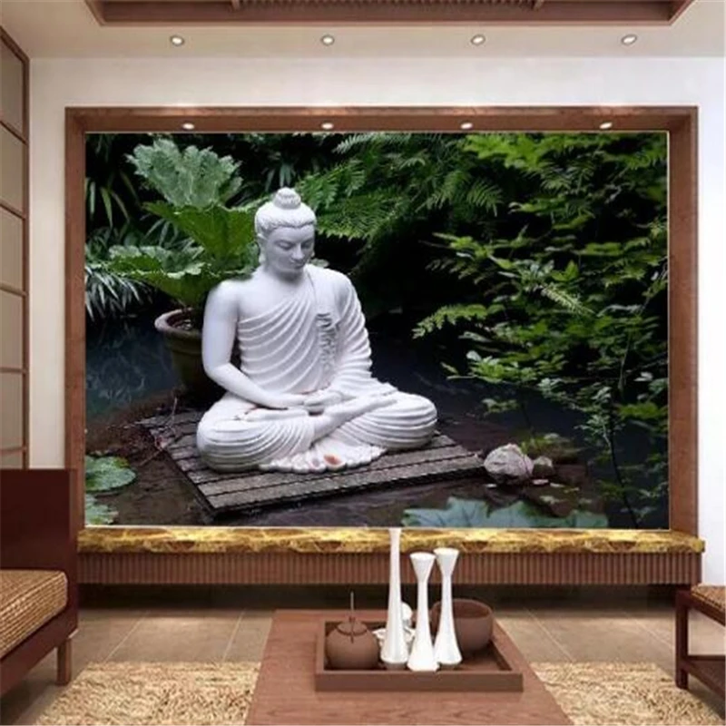 Пользовательские настенные 3D обои Тайланд красивый бамбуковый лес Будда