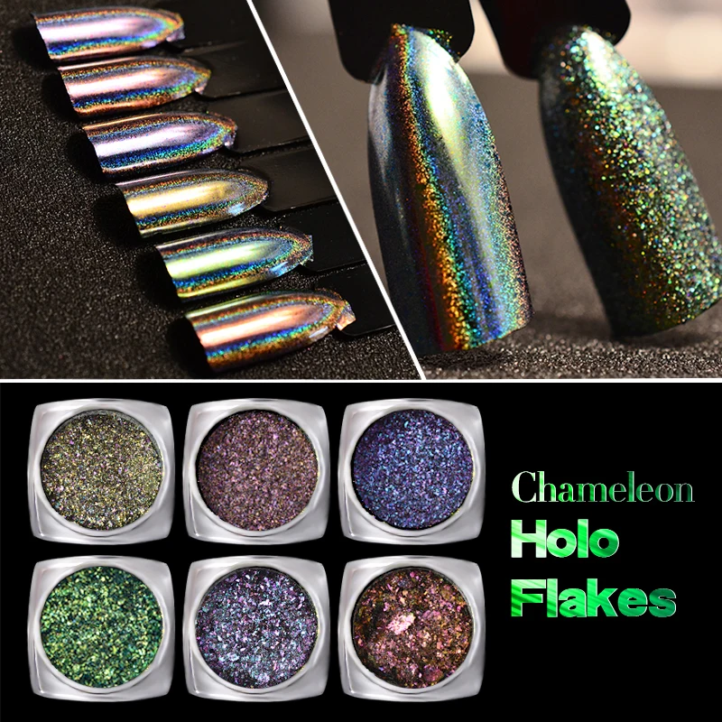 0 2 г/кор. лазерный Chameleonpigment голографический ногтей хлопья волшебное зеркало