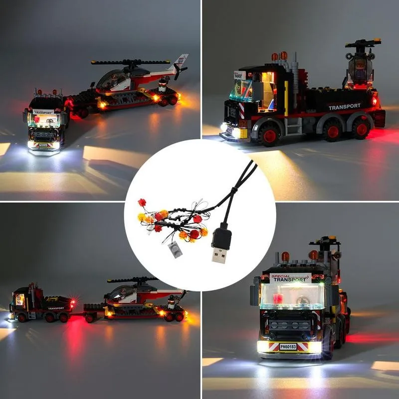 

Led Light Up Kit For 60183 City Series Heavy Cargo Building Vehicle Accessories Transport Block Helicopter Lighting Transpo D1L7